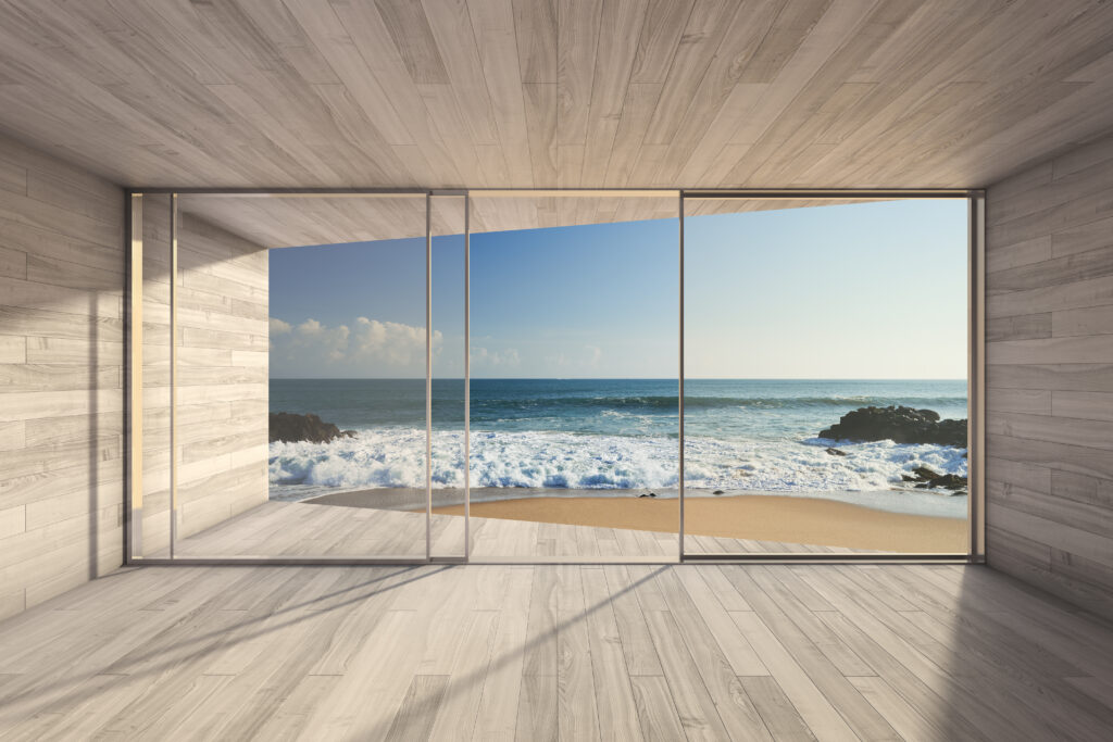 Empty,Modern,Lounge,Area,With,Large,Bay,Window,And,View